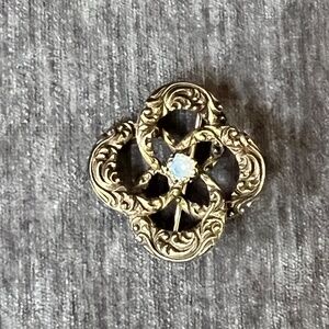 ANTIQUE VINTAGE Sterling & 14K Pin / Brooch with Opal